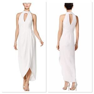 Xscape Ivory Mock-neck Crepe Tulip Cocktail (F15)